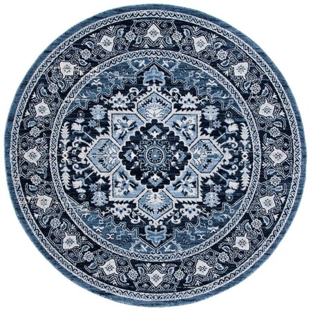Safavieh 6 ft. 7 in. x 6 ft. 7 in. Charleston Navy & Blue Power Loomed Round Rug CHL431N-7R